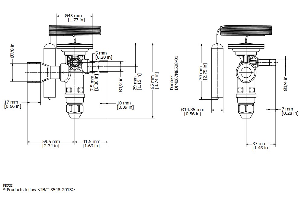 TX Valve TGE10 No8 R410A 32.0kW Bi-Flow B/Port 5/8