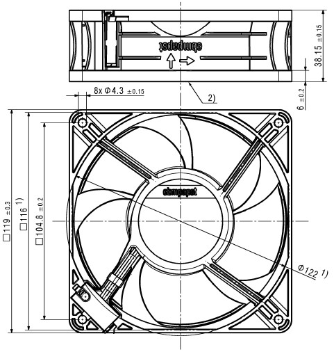 Compact EC Axial Fan - 230V - 119 X 38mm With LZ126 Lead - Airefrig